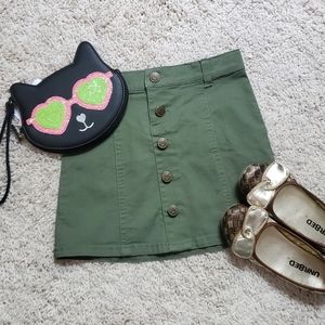 Crazy 8 ~ Little Girl's Green Skirt Front Button Size 6 NWT